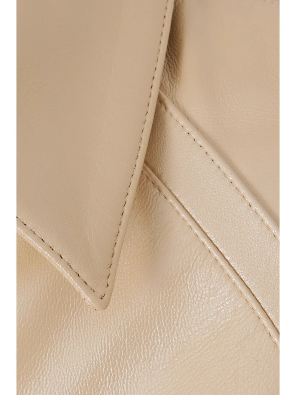 Close-up detail of the Akris Gina Iridescent Leather Jacket