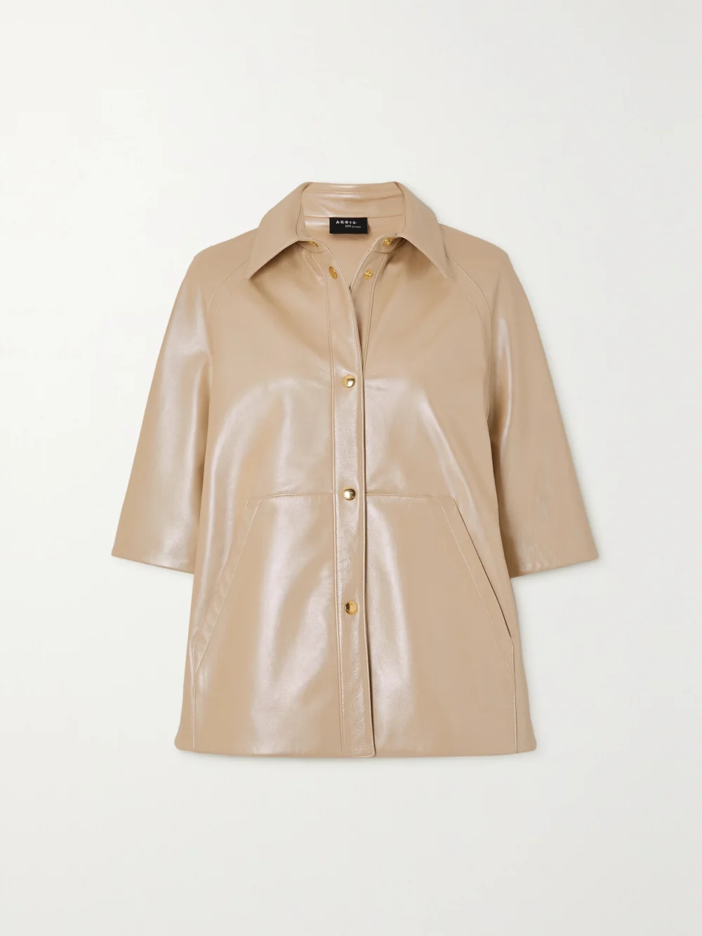 Akris Gina Iridescent Leather Jacket in neutral