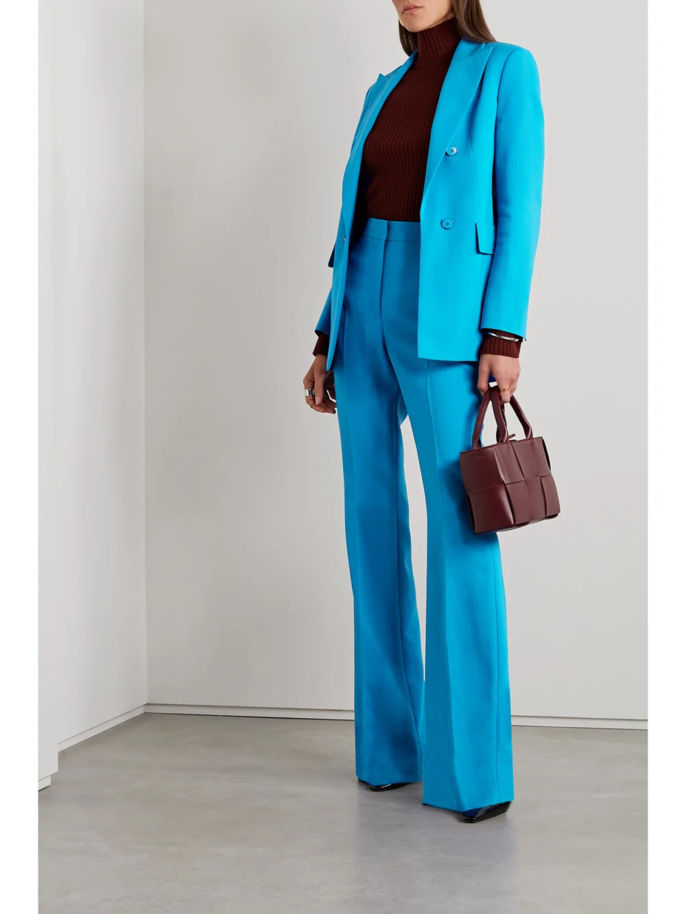 Akris Lucia Wool-blend Crepe Blazer, worn by a model