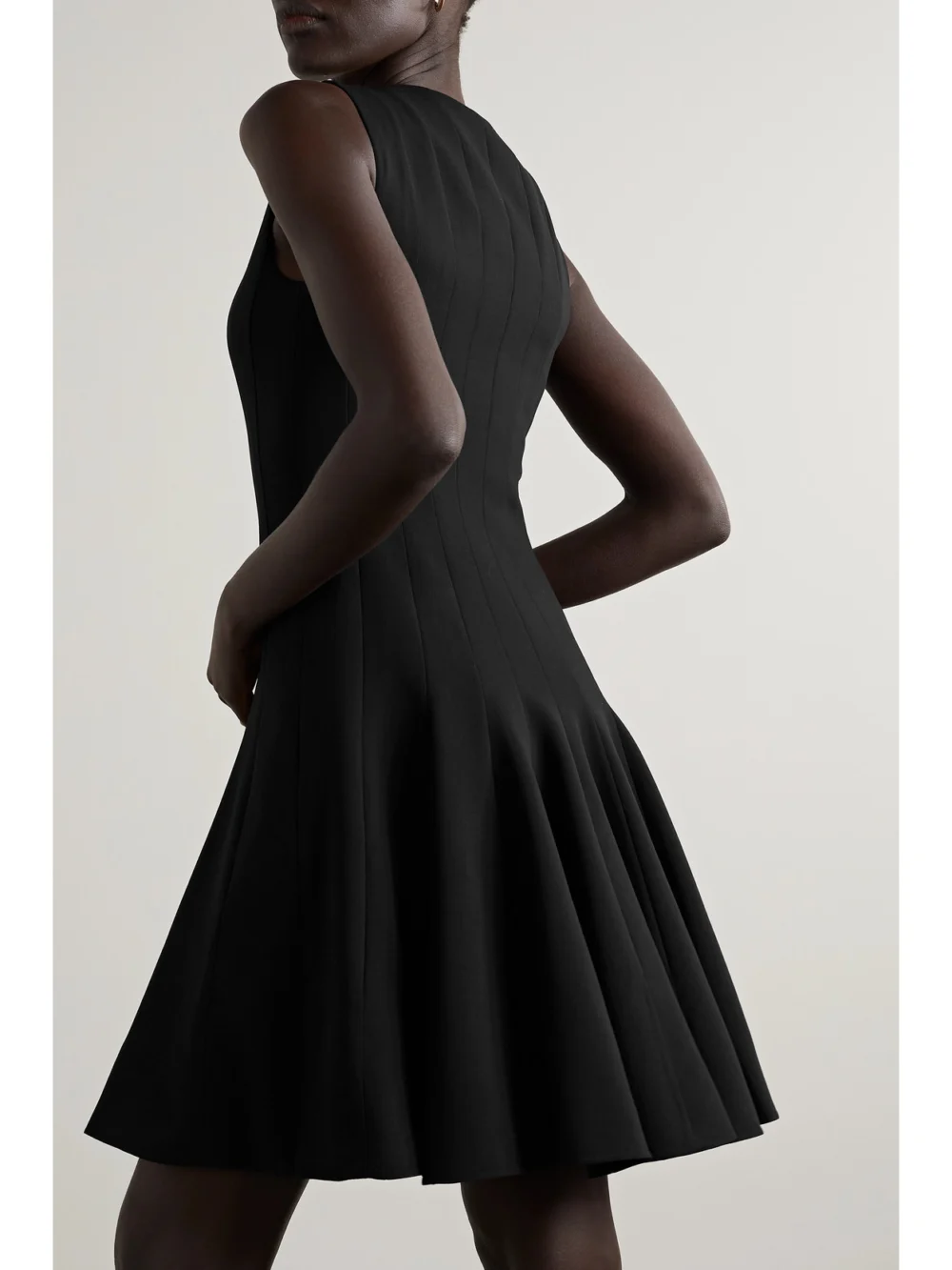 Back view of the Akris Paneled Wool-blend Mini Dress