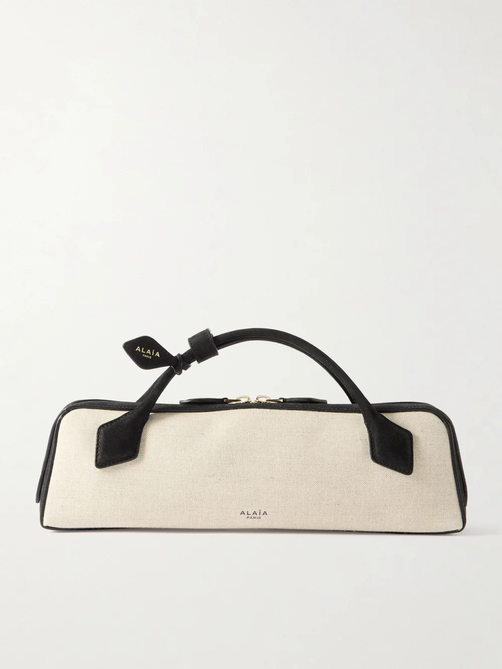 Alaïa Le Teckel Leather-trimmed Canvas Clutch in black