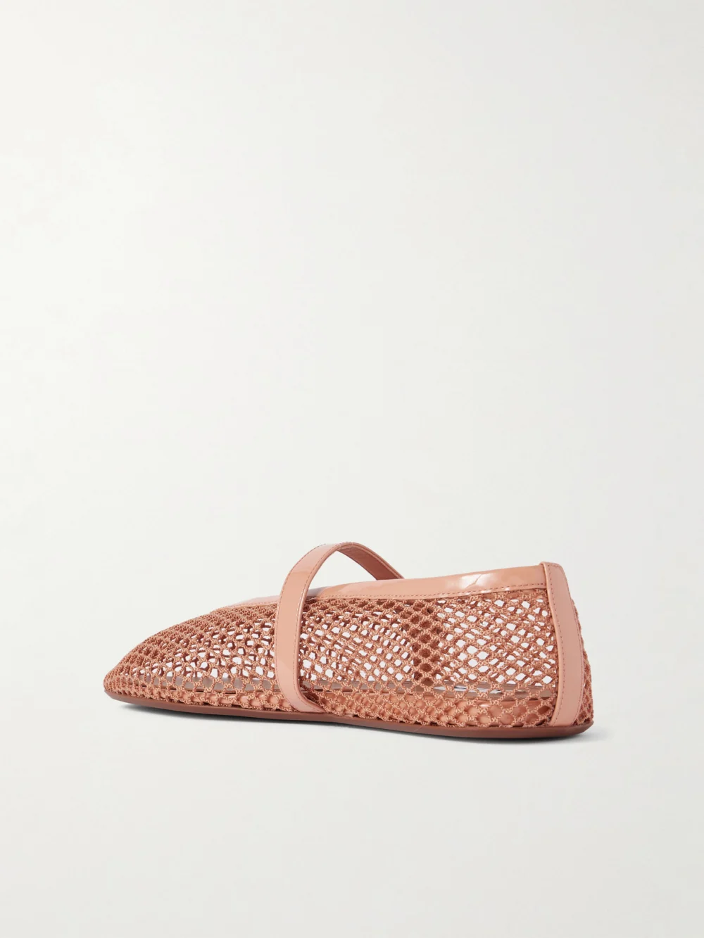 Back view of the Alaïa Patent Leather-trimmed Mesh Ballet Flats