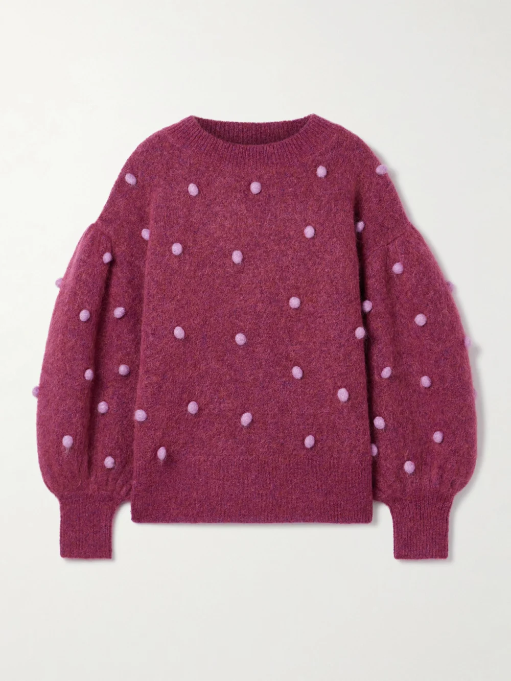 Alémais Elia Pompom-embellished Knitted Sweater in purple