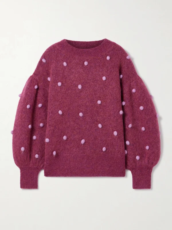 Alémais Elia Pompom-embellished Knitted Sweater