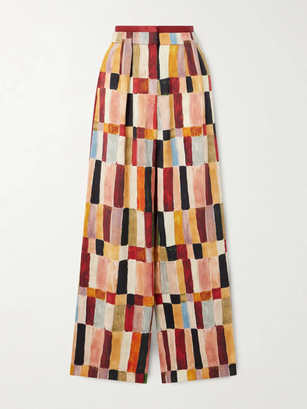 Alémais Majorelle Printed Linen and Silk-blend Wide-leg Pants in red