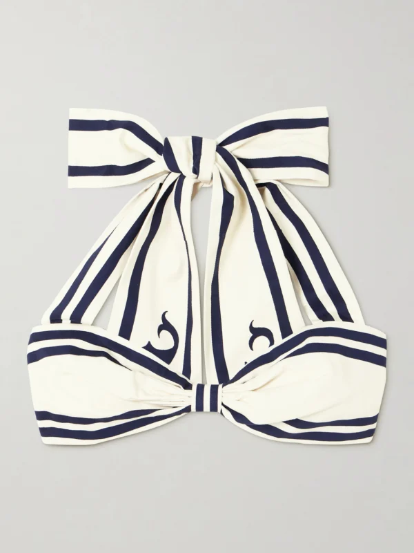 Alémais Marine Striped Organic Cotton Halterneck Bralette