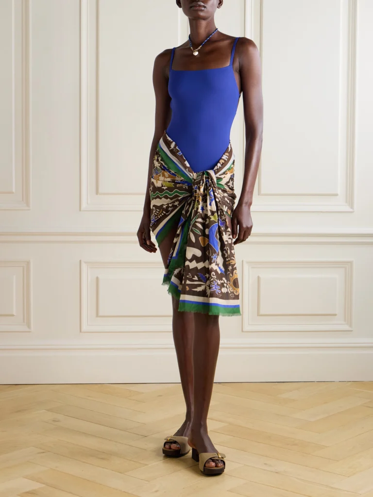 Alémais Maroc Frayed Printed Organic Cotton-voile Pareo