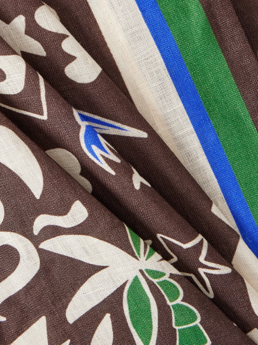 Close-up detail of the Alémais Maroc Printed Linen Wrap Skirt
