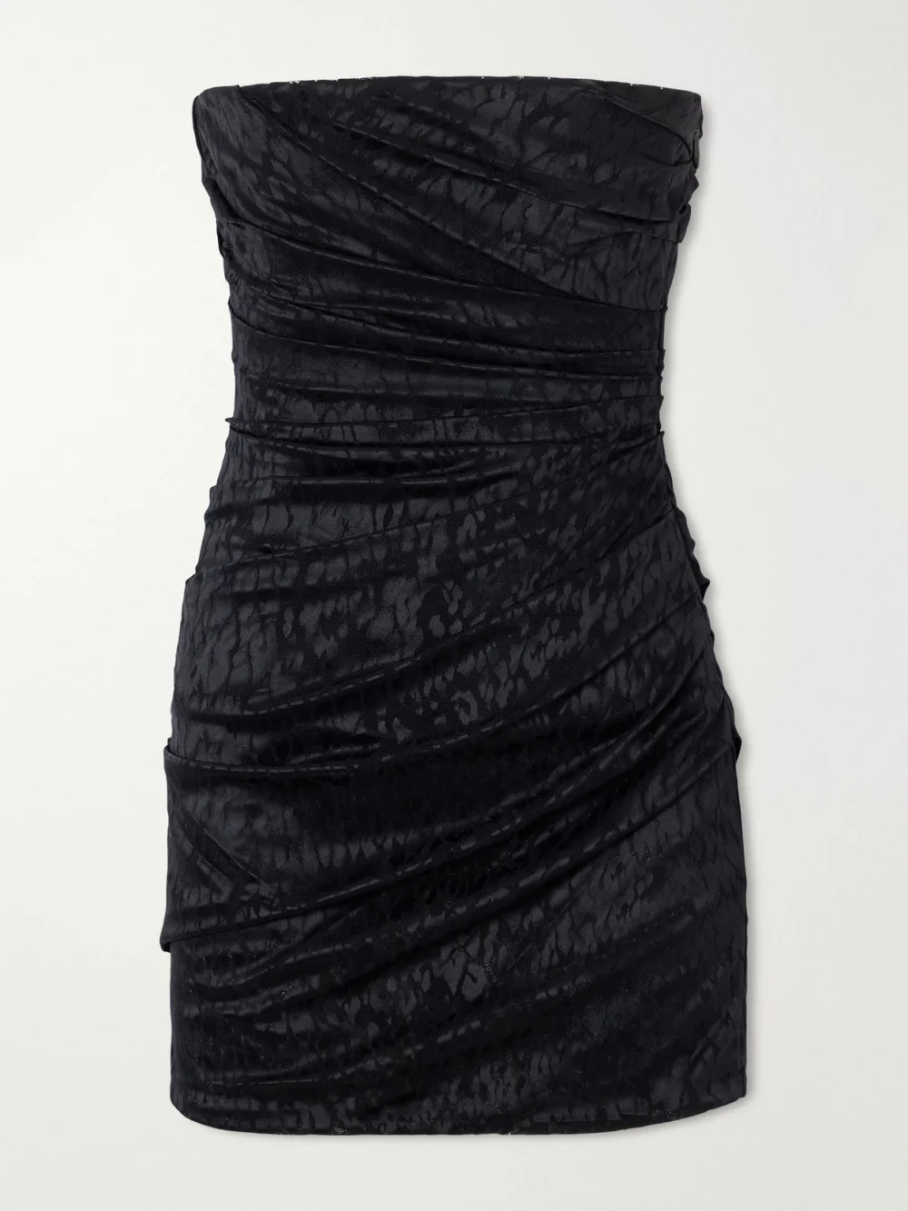 Alex Perry Gathered Leopard-print Lace Bustier Mini Dress in black
