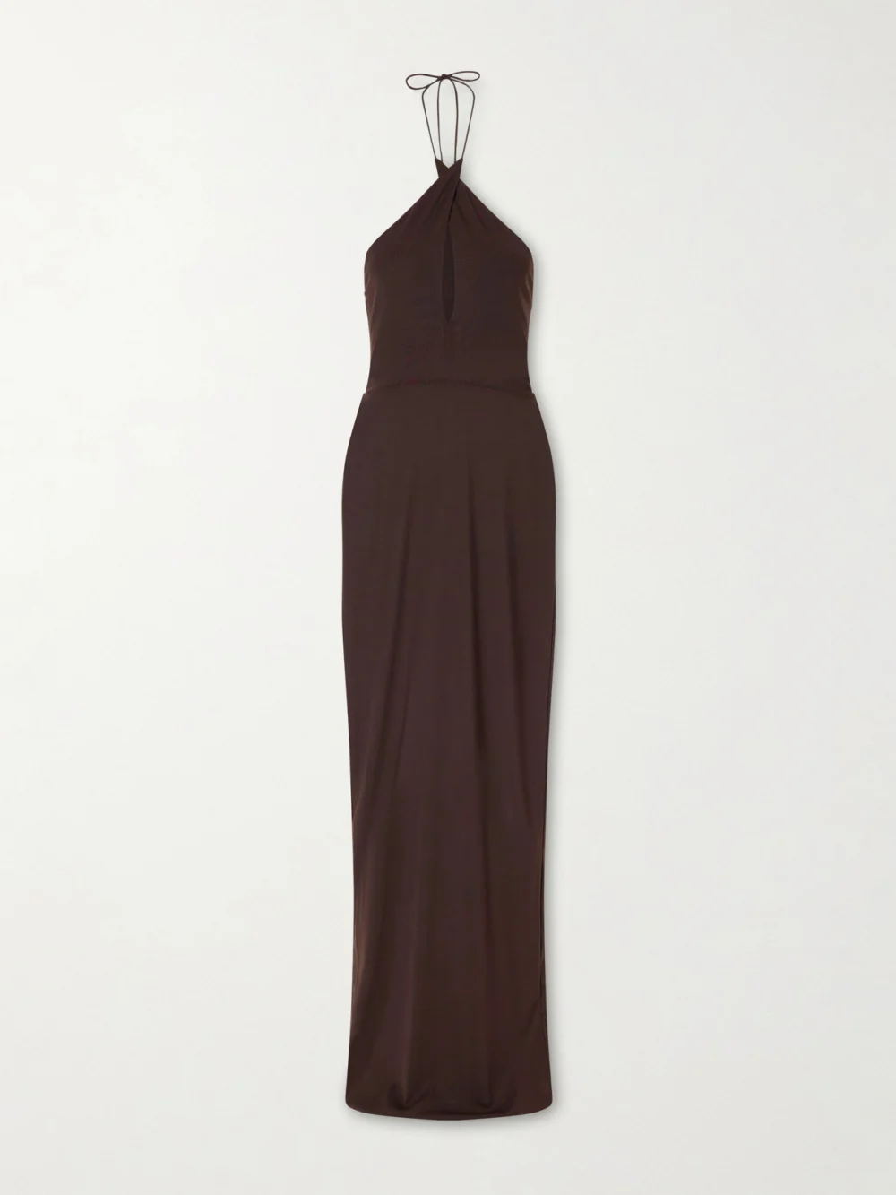 Alex Perry Mesh Halterneck Midi Dress in dark gray