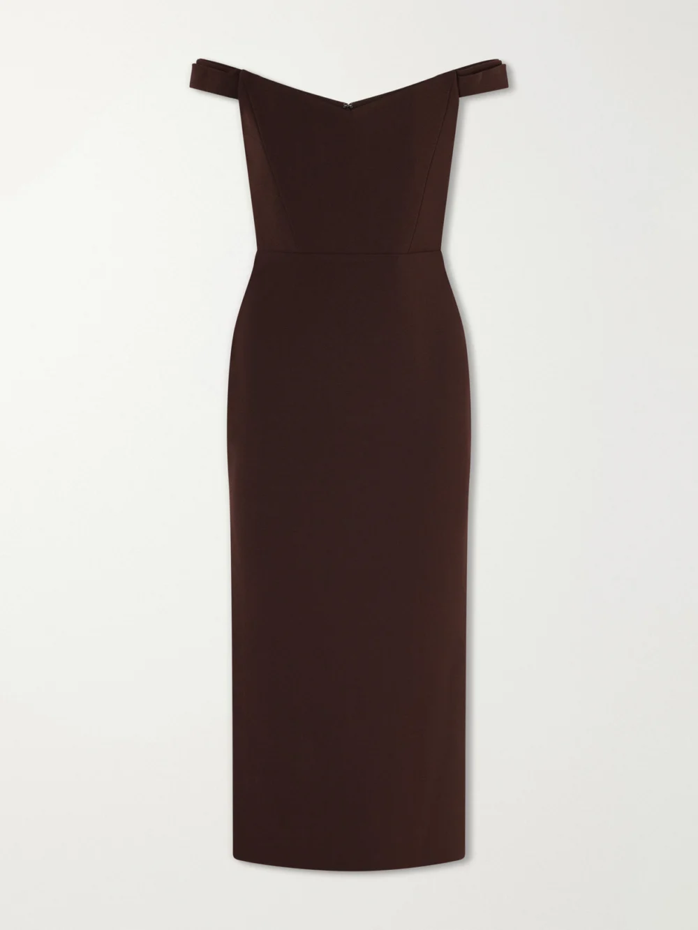 Alex Perry Off-the-shoulder Crepe Midi Dress in brown