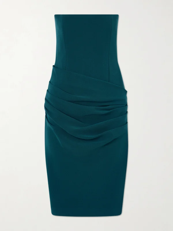 Alex Perry Strapless Draped Crepe Midi Dress