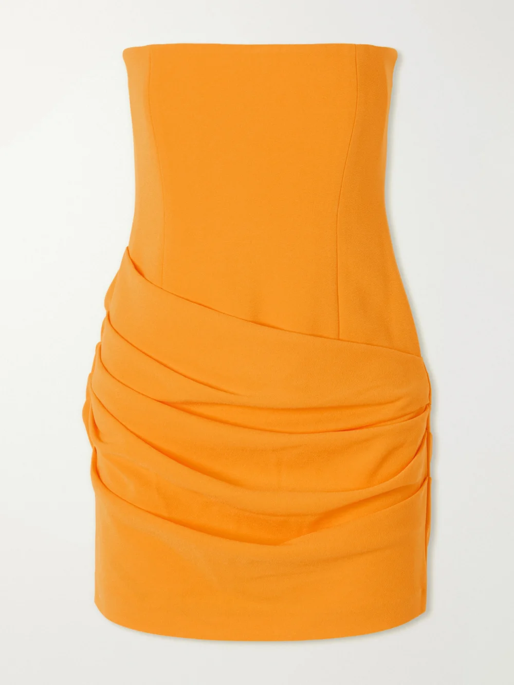 Alex Perry Strapless Draped Crepe Mini Dress in bright orange
