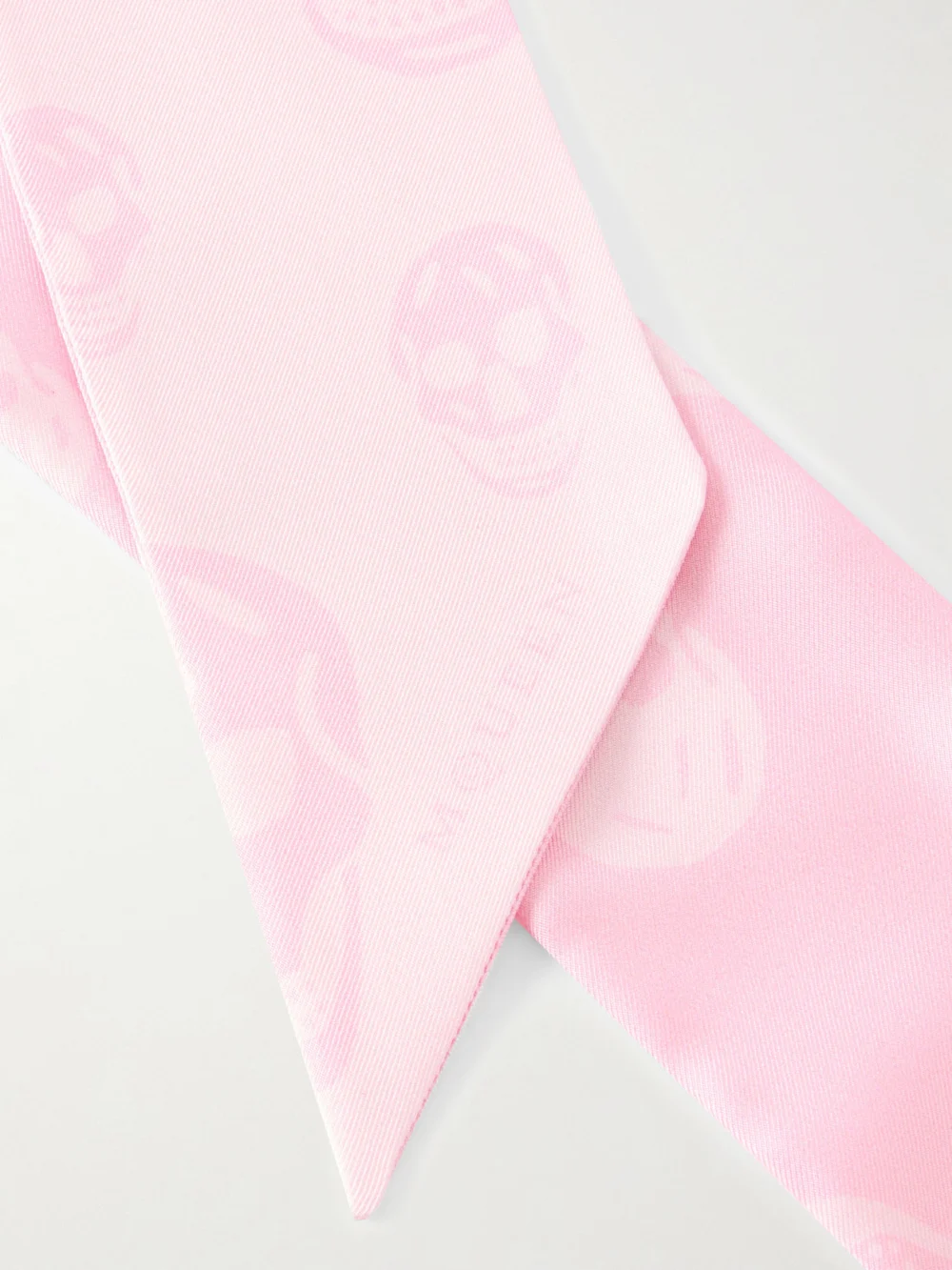 Close-up detail of the Alexander McQueen Printed Silk-twill Scarf