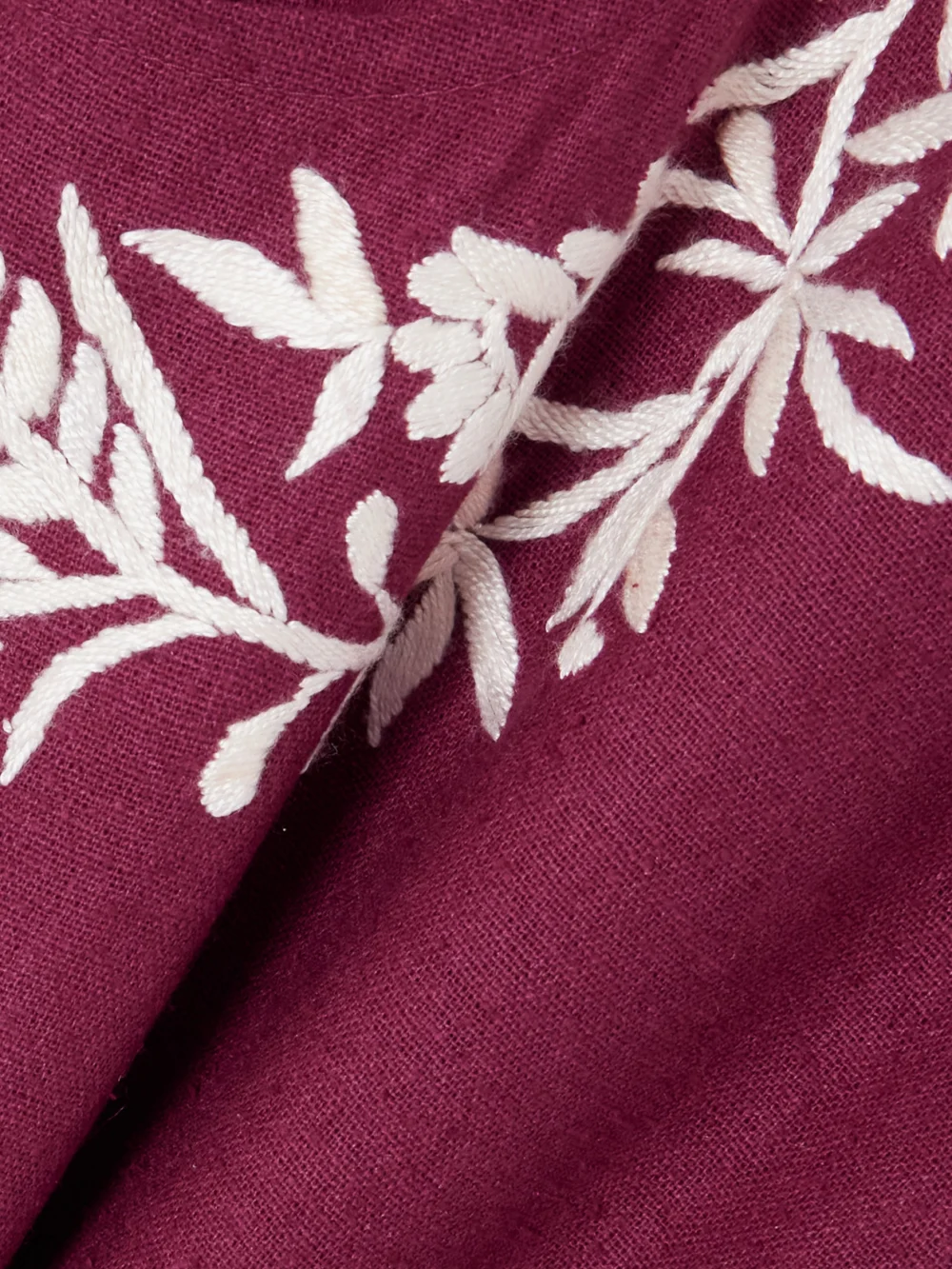 Close-up detail of the Alix Of Bohemia Bunny Canyon Embroidered Silk Flared Pants