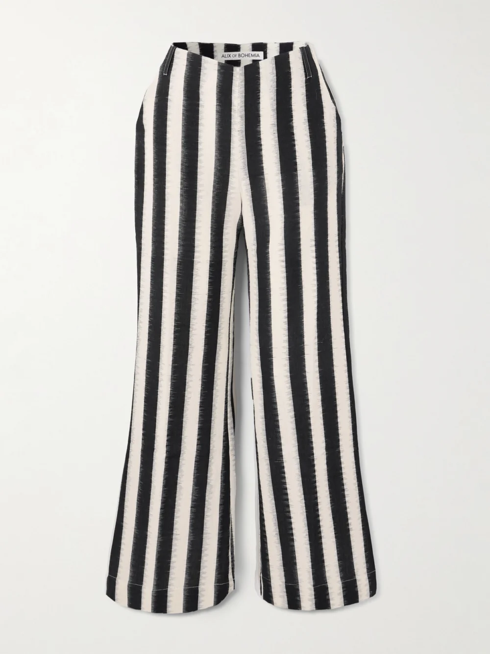 Alix Of Bohemia Charlie Striped Cotton Flared Pants in white