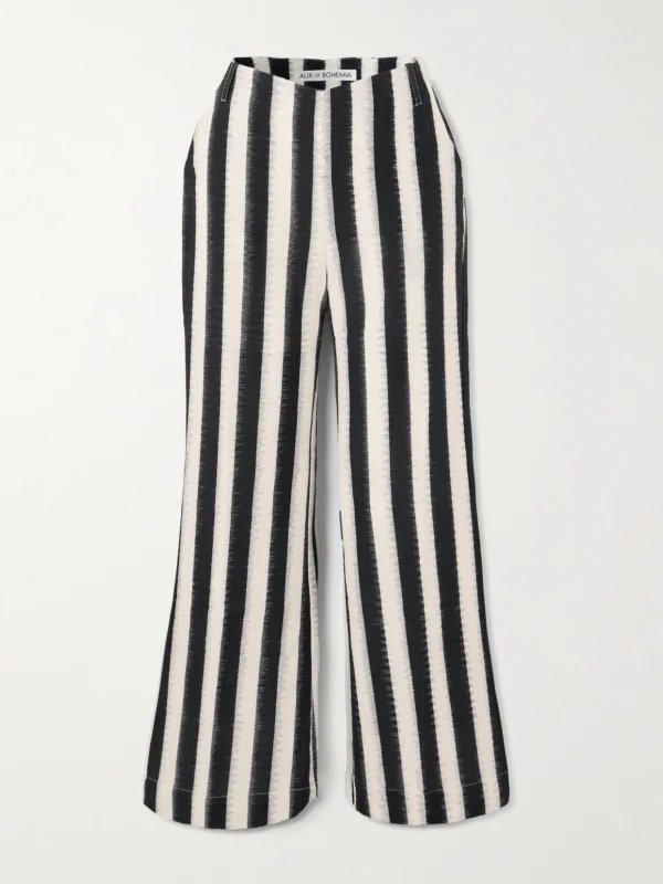 Alix Of Bohemia Charlie Striped Cotton Flared Pants