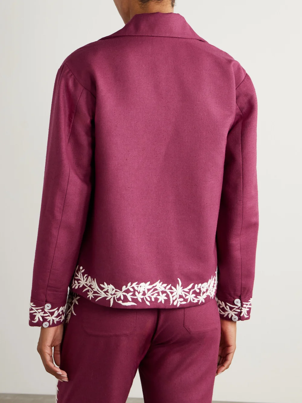 Back view of the Alix Of Bohemia Jude Canyon Embroidered Silk Jacket