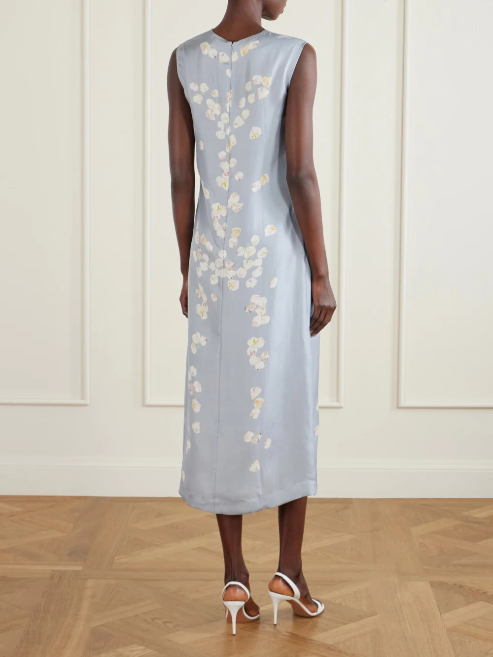 Back view of the Altuzarra Cherie Floral-print Silk-twill Midi Dress