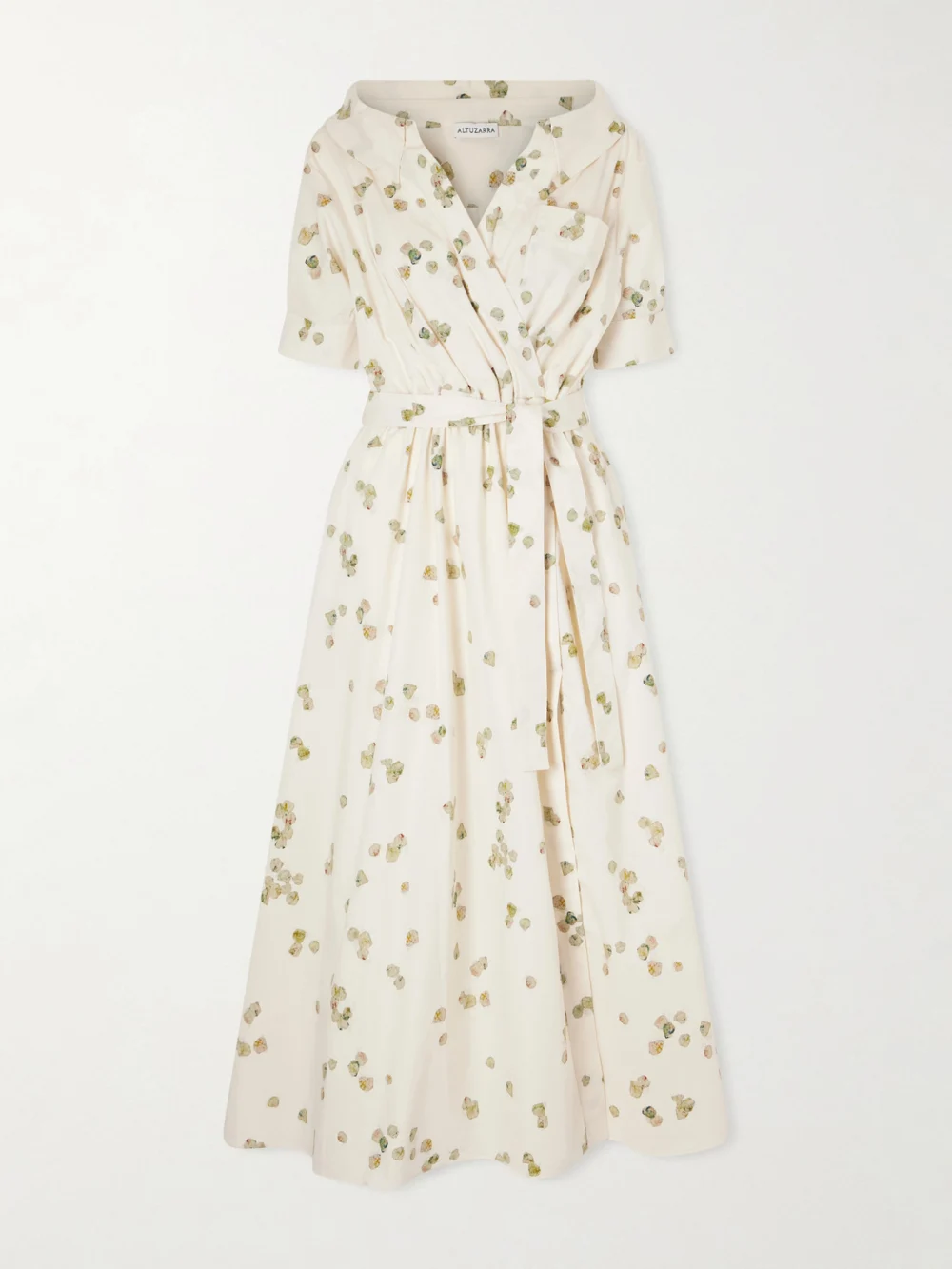 Altuzarra Lydia Belted Printed Cotton-blend Poplin Midi Dress in ivory