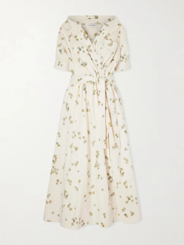 Altuzarra Lydia Belted Printed Cotton-blend Poplin Midi Dress