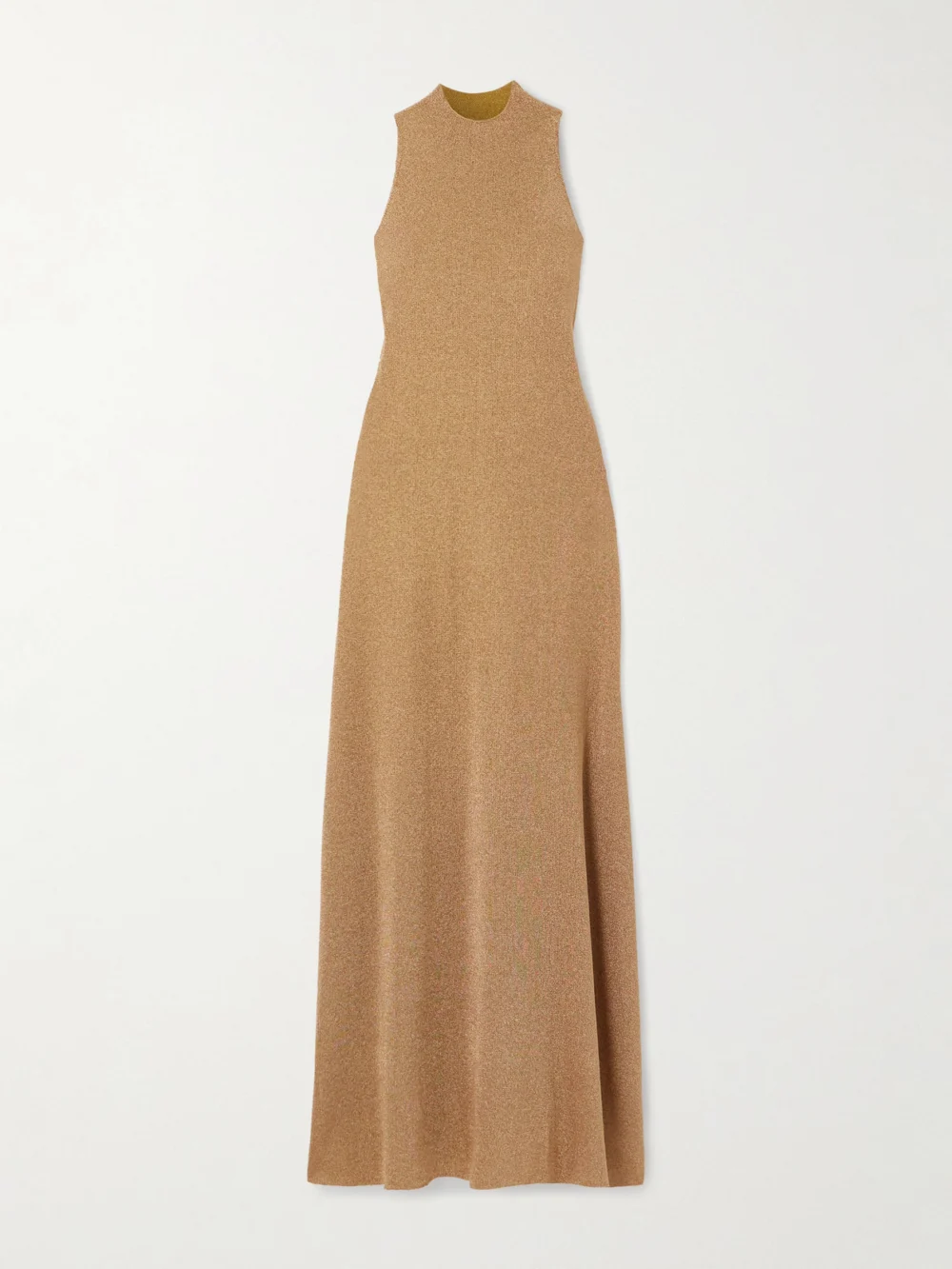 Altuzarra Mitzi Metallic Knitted Turtleneck Midi Dress in gold