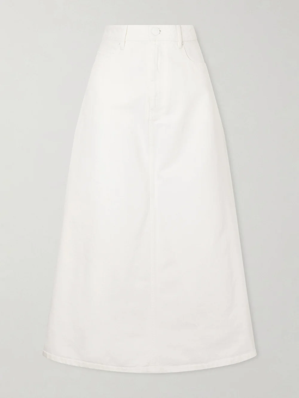 Ami Paris Denim Midi Skirt in cream