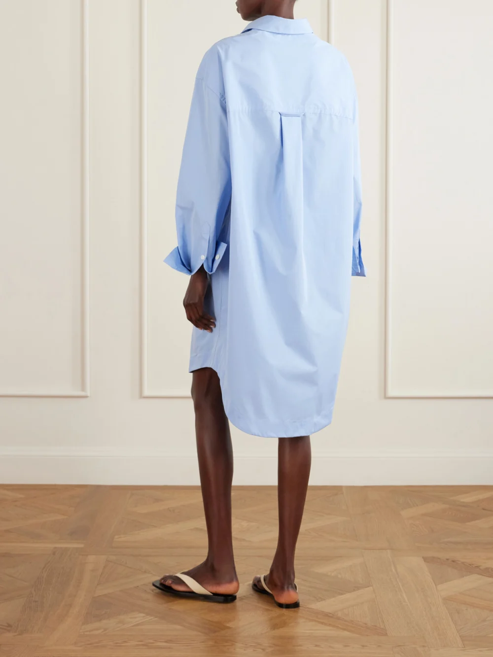 Back view of the Ami Paris Embossed Cotton-poplin Shirt Dress