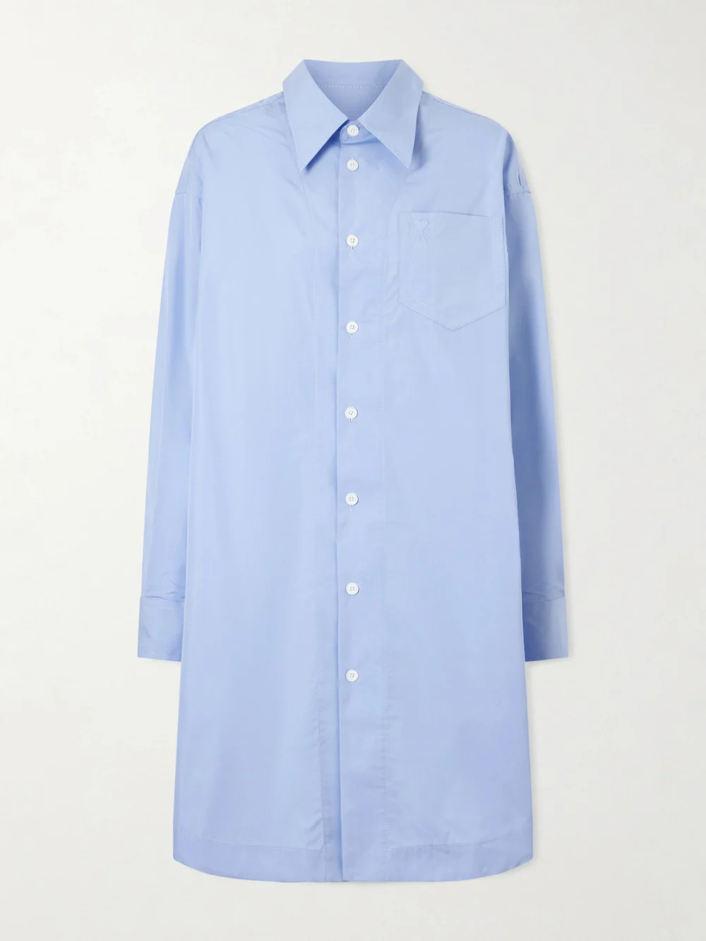 Ami Paris Embossed Cotton-poplin Shirt Dress in blue