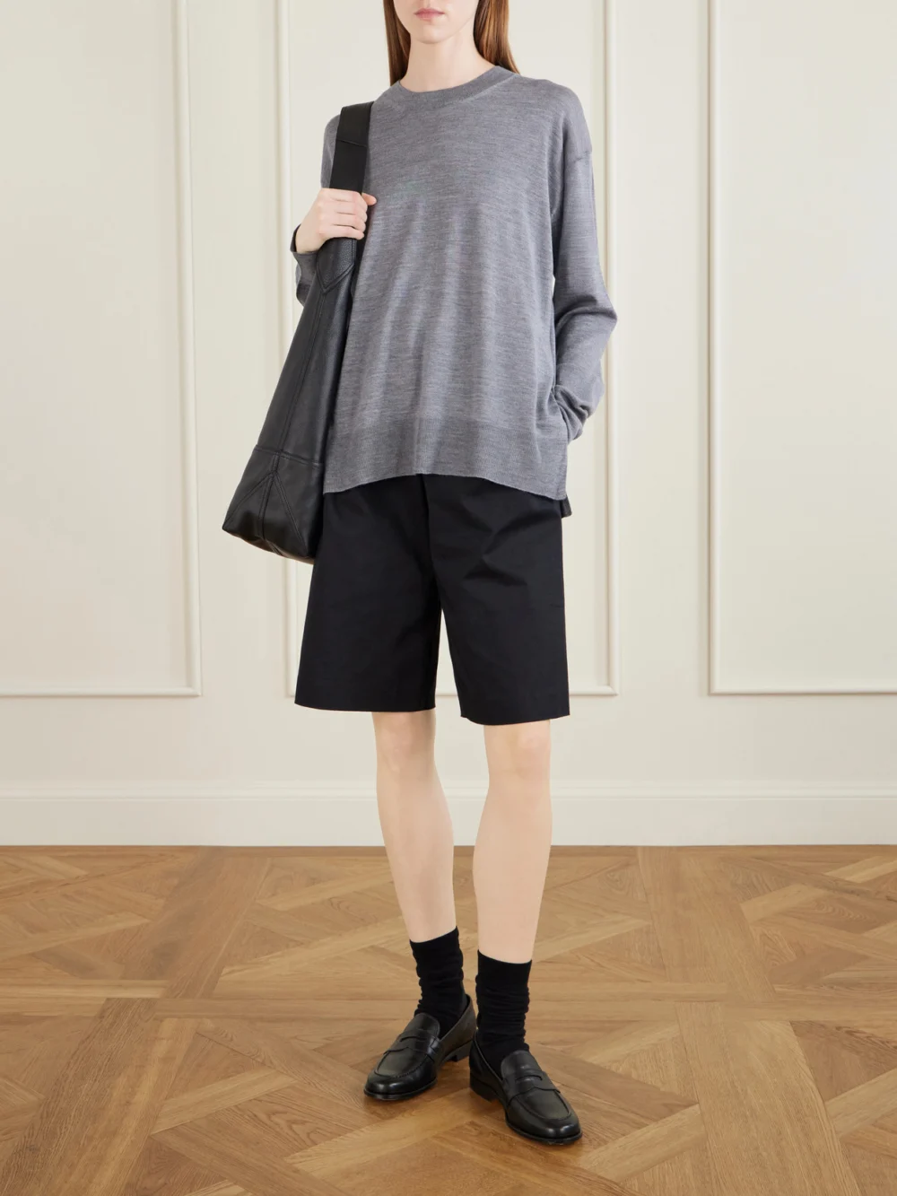 Ami Paris Knitted Wool and Silk-blend Sweater, worn by a model