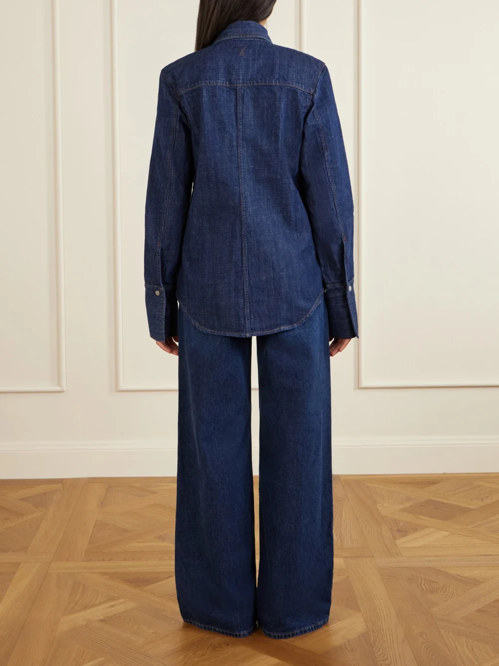 Back view of the Ami Paris Paneled Denim Shirt