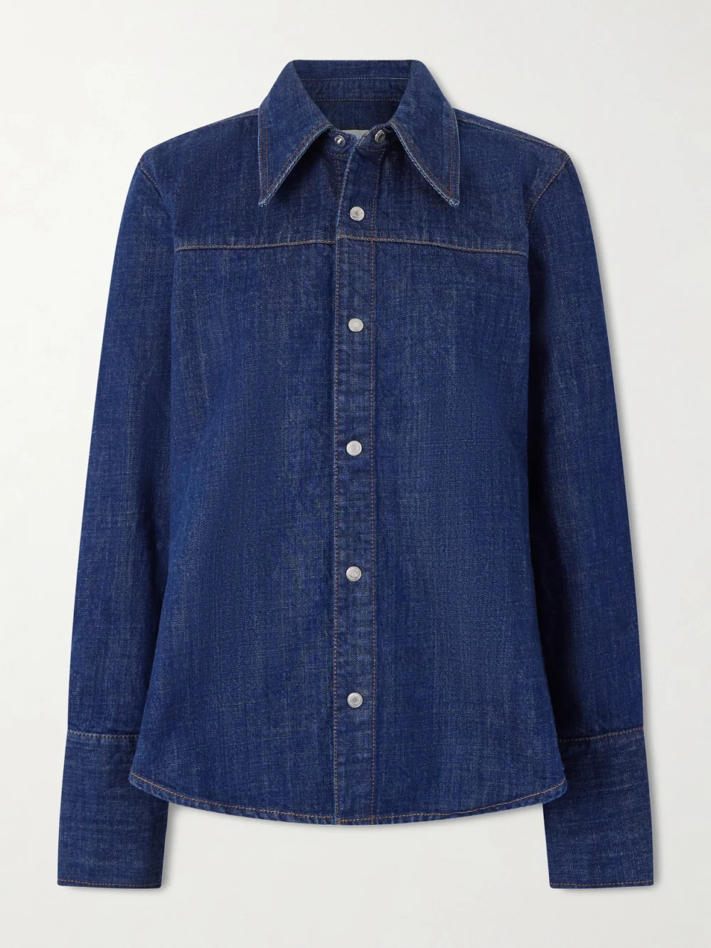 Ami Paris Paneled Denim Shirt in dark denim