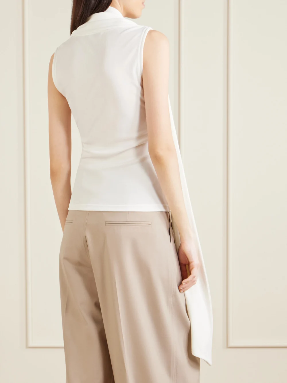 Back view of the Ami Paris Scarf-detailed Jersey Top