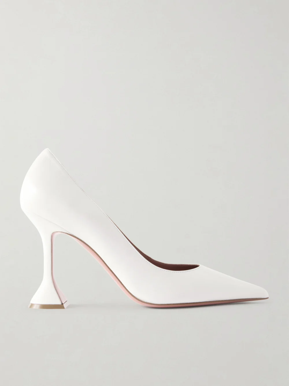 Amina Muaddi Ami 95 Leather Pumps in white