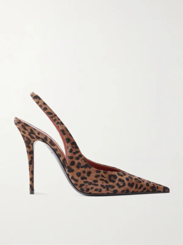 Amina Muaddi Anok 105 Leopard-print Suede Slingback Pumps
