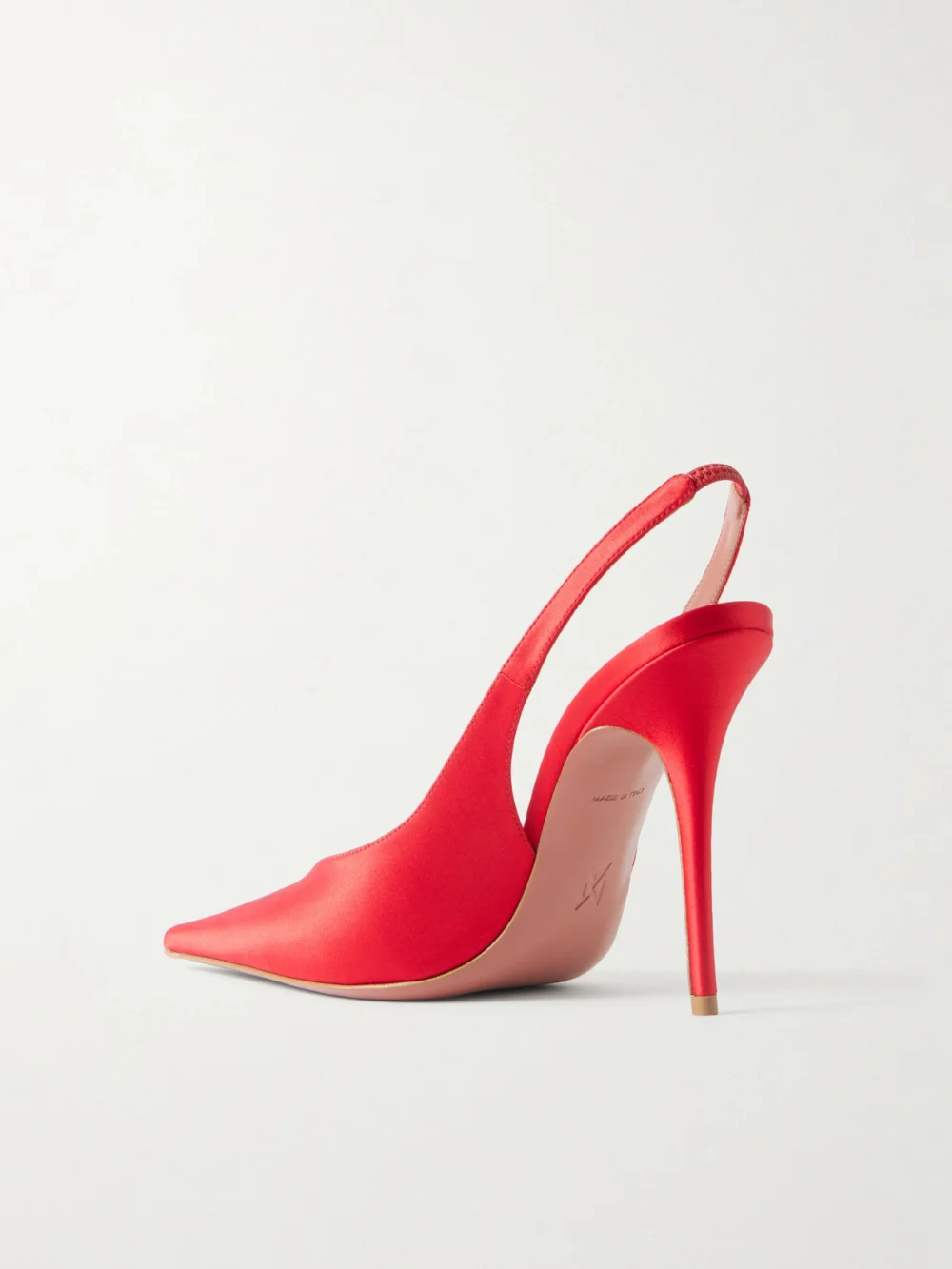 Back view of the Amina Muaddi Anok 105 Satin Slingback Pumps