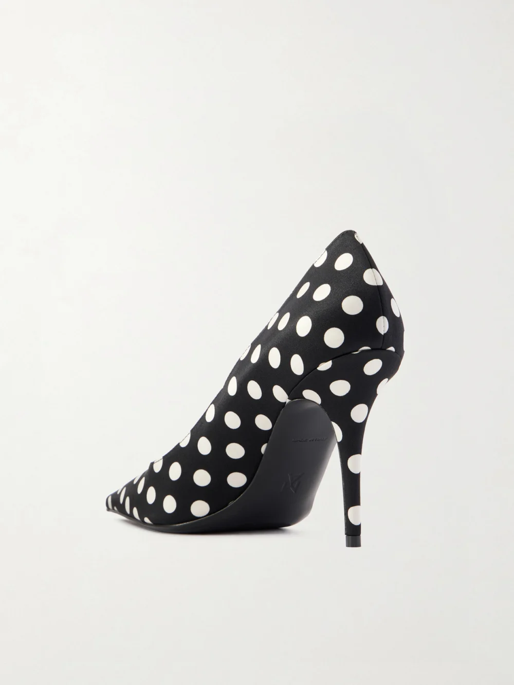 Back view of the Amina Muaddi Barbara Polka-dot Satin Pumps