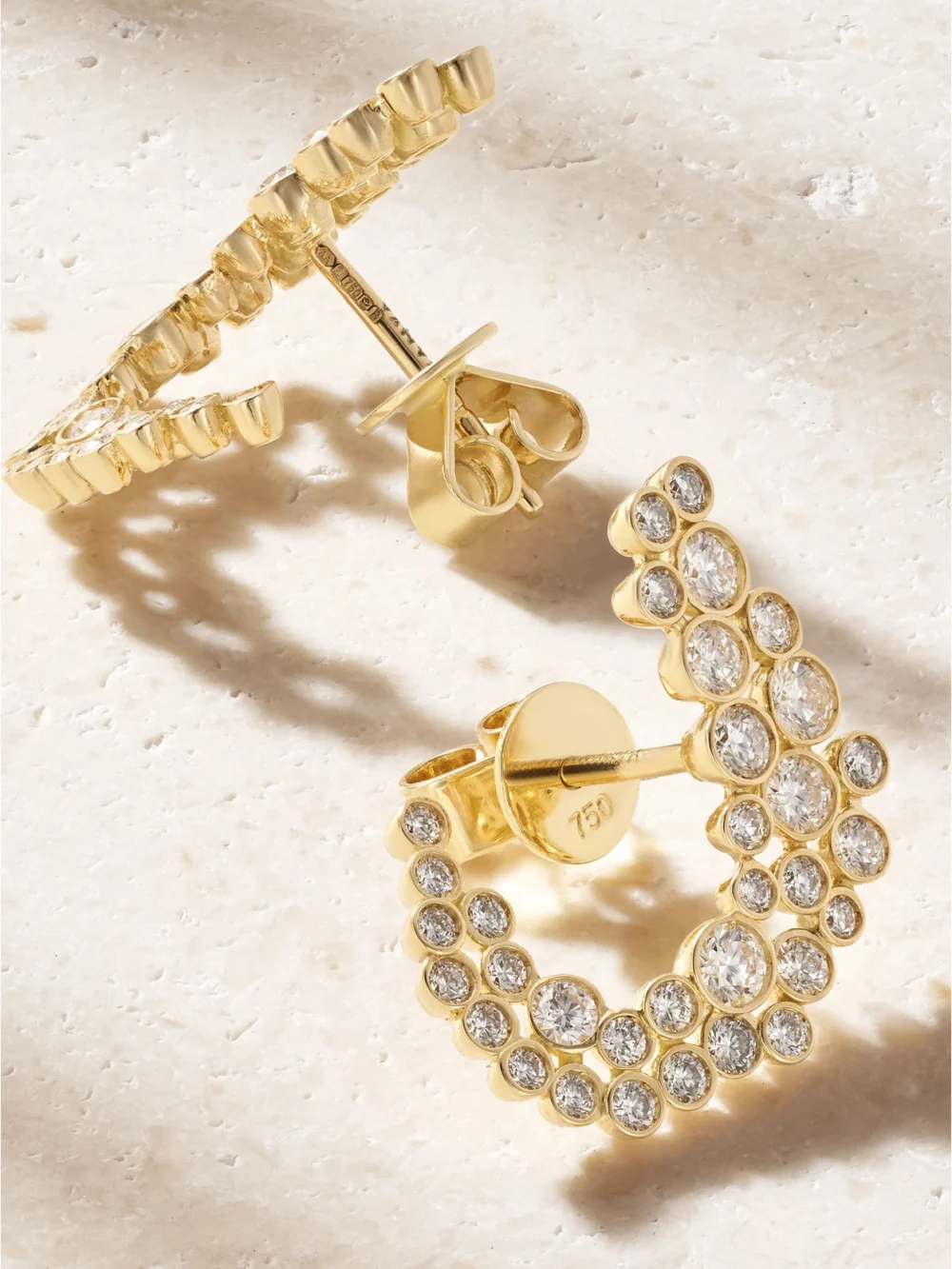 Close-up detail of the Ananya 18-karat Gold Diamond Earrings