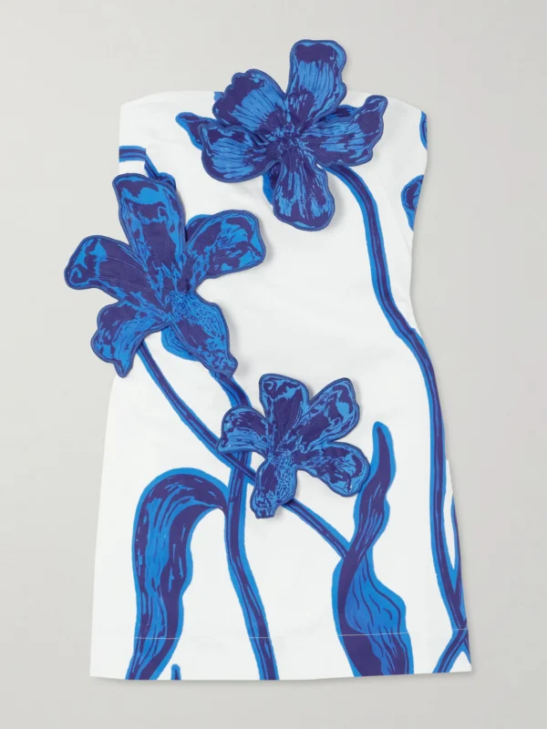 Andres Otalora Appliquéd Cotton-blend Twill Mini Dress