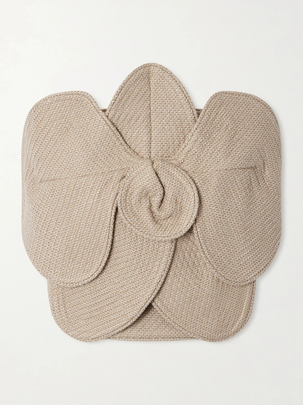 Andres Otalora Florencia Appliquéd Strapless Cropped Woven Top in taupe
