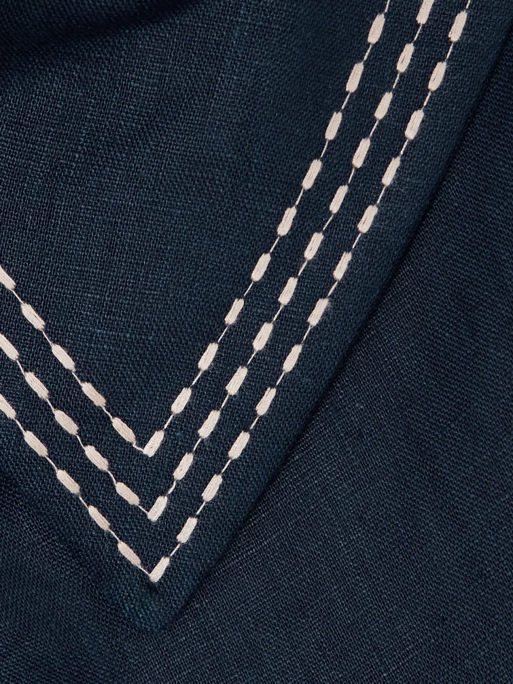 Close-up detail of the Andres Otalora Tactos Strapless Embroidered Appliquéd Linen Maxi Dress