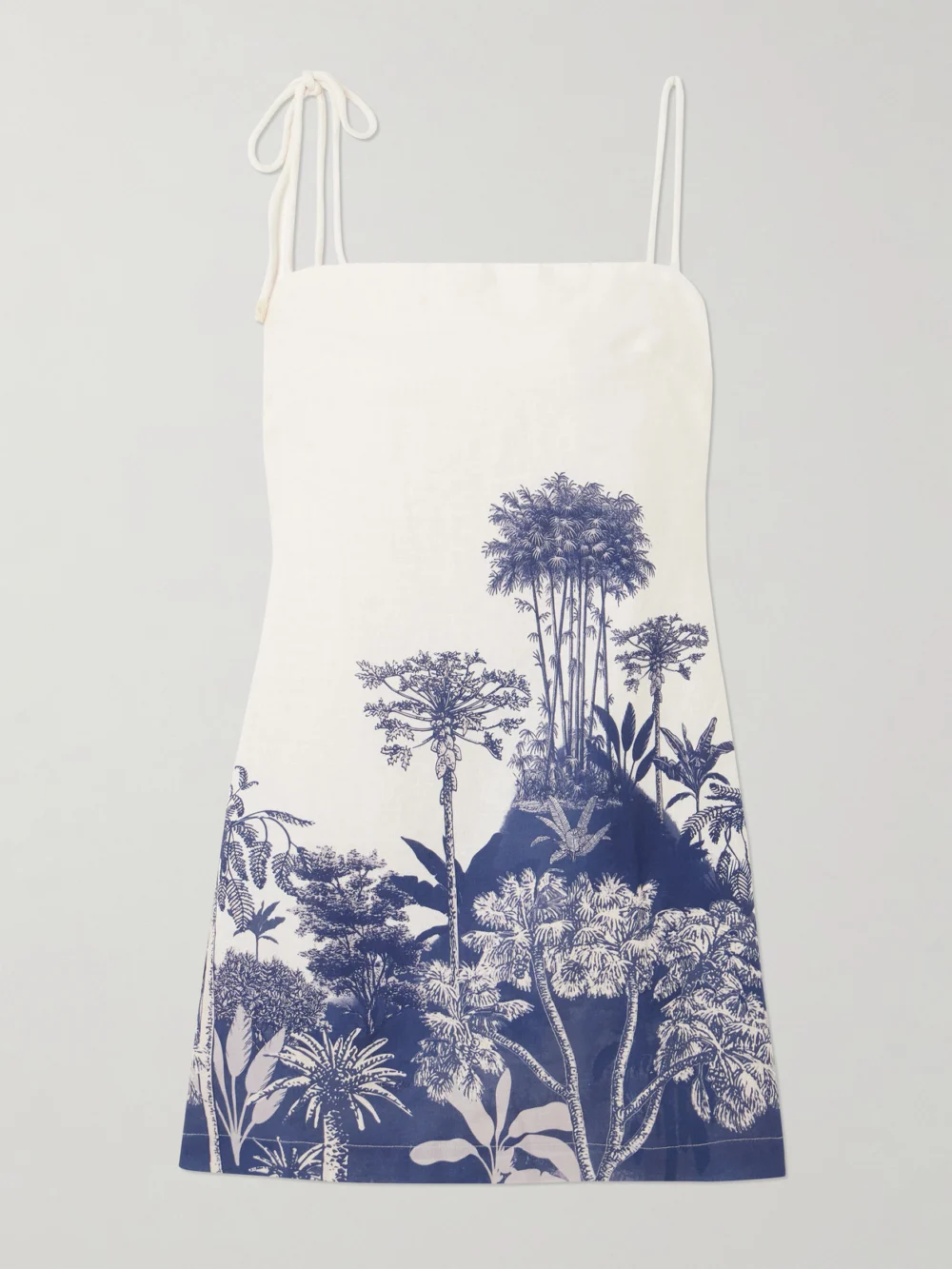 Andres Otalora Tres Pm Printed Linen Mini Dress in navy