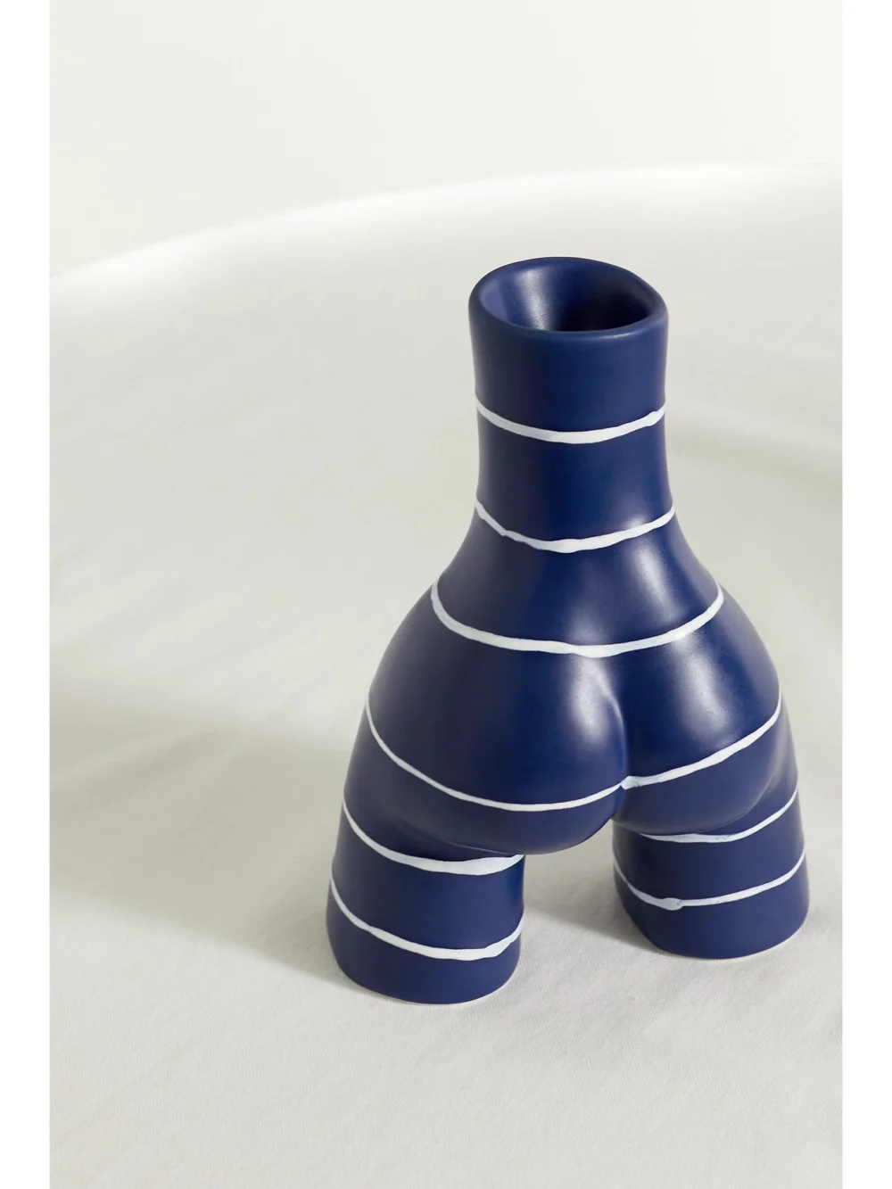 Back view of the Anissa Kermiche Single L'egg Striped Earthenware Cup