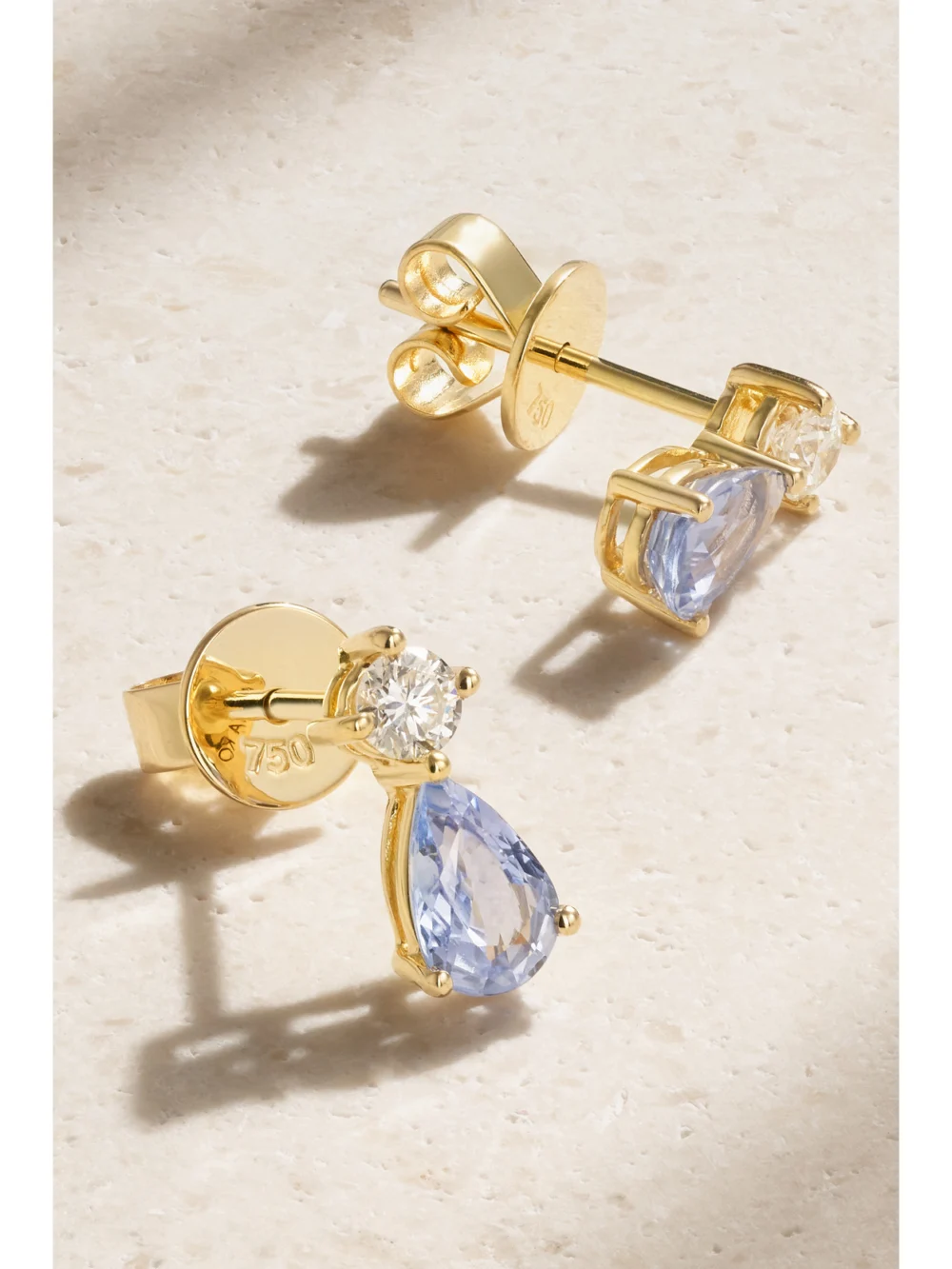 Back view of the Anita Ko 18-karat Gold, Sapphire and Diamond Earrings