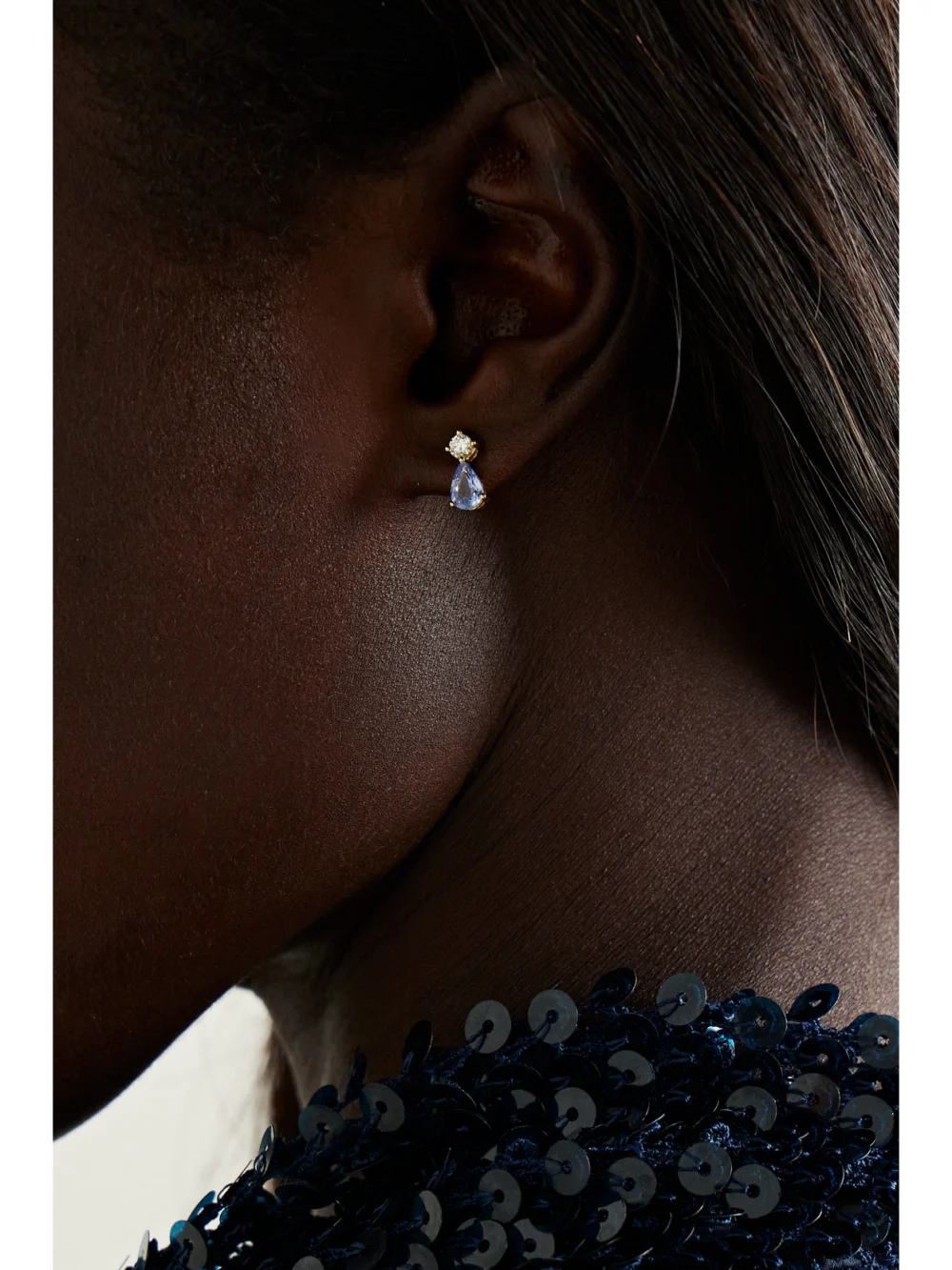 Anita Ko 18-karat Gold, Sapphire and Diamond Earrings, styled view