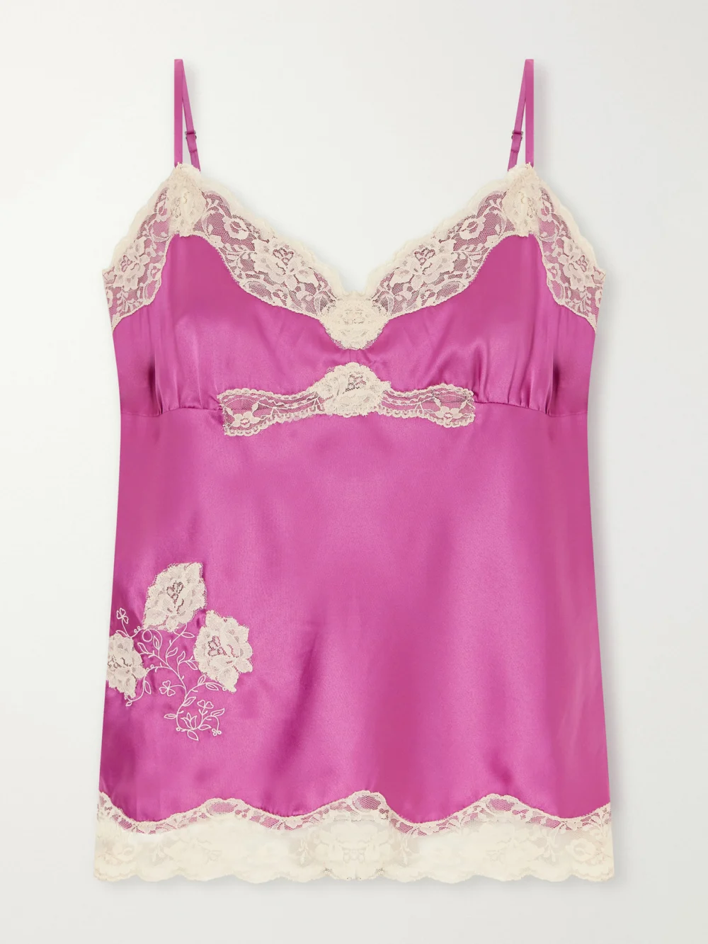 Anna Sui Lace-trimmed Satin Cami in pink
