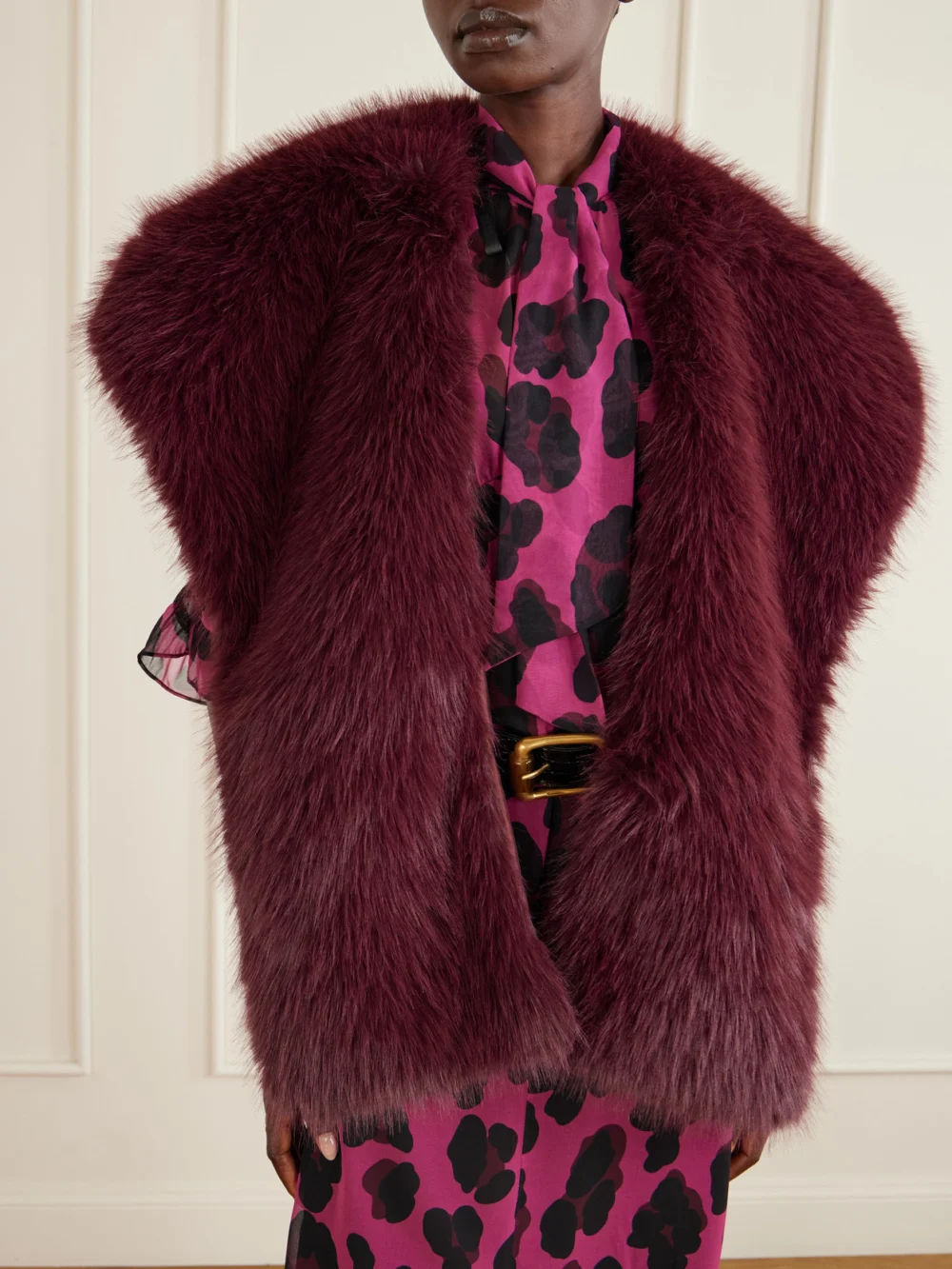 Close-up detail of the Anna Sui Oversized Plush Shawl