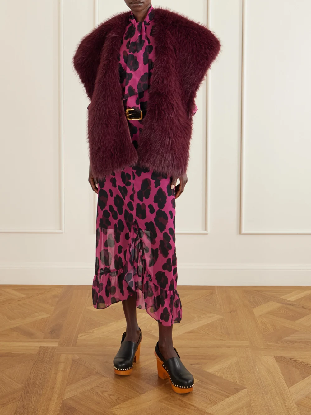 Anna Sui Oversized Plush Shawl, styled view