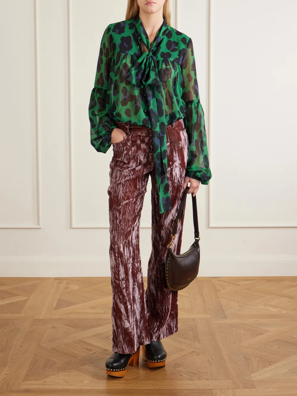 Anna Sui Velvet-rayon Wide-leg Pants, worn by a model