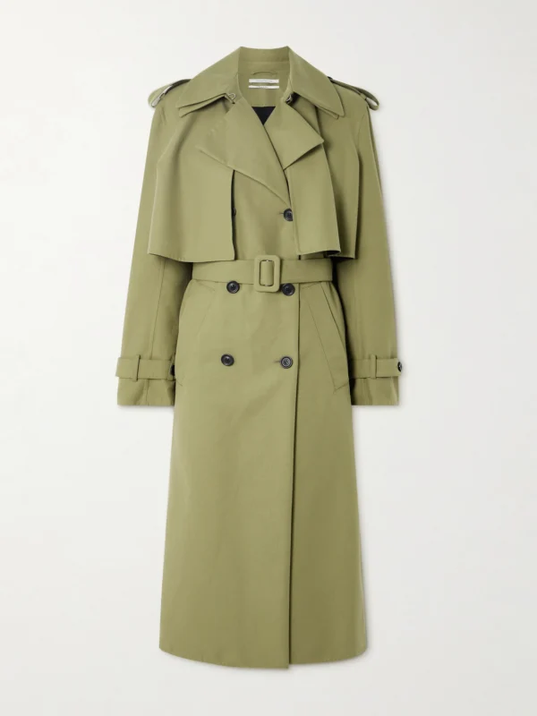 Another Tomorrow Convertible Belted Double-breasted Cotton-twill Trench Coat